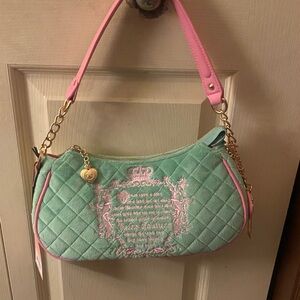 Quilted Green and Pink Handbag